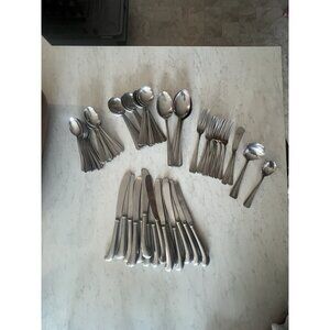 80 Piece Rogers Stainless Steel Jefferson Manor Flatware Korea Vintage